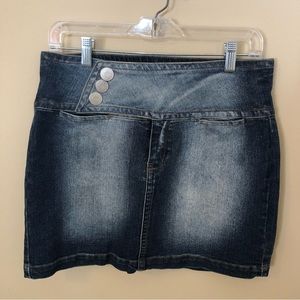 Vintage no boundaries Y2k early 2000s denim 3 snap mini skirt baddie mcbling